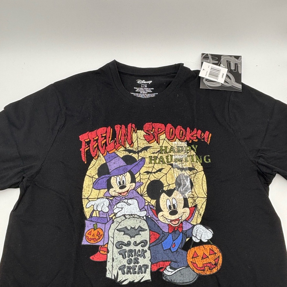 Disney Mickey Minnie Mouse Feelin Spooky Halloween Short Sleeve T-Shirt Size L